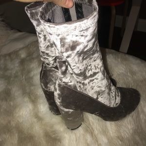 Grey Velvet Booties
